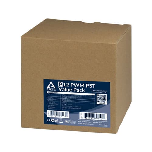 Arctic P12 PWM PST Black Cabinet Fan, 5 Pack